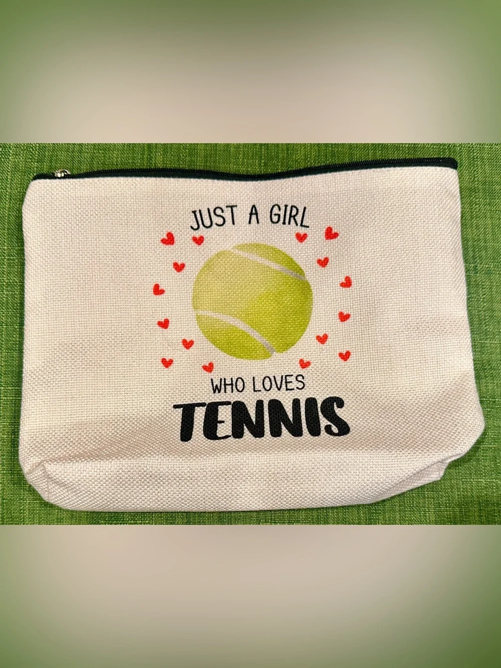 Tennis Cosmetic Makeup, Phone, Money Pouch Clutch Bag Water Proof Fabric 9x7in